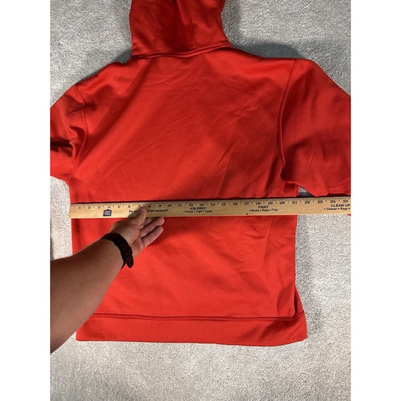 Under Armour Hoodie Men M RedPullover Fleece Sweater Center Logo Sweatshirt - Picture 6 of 9